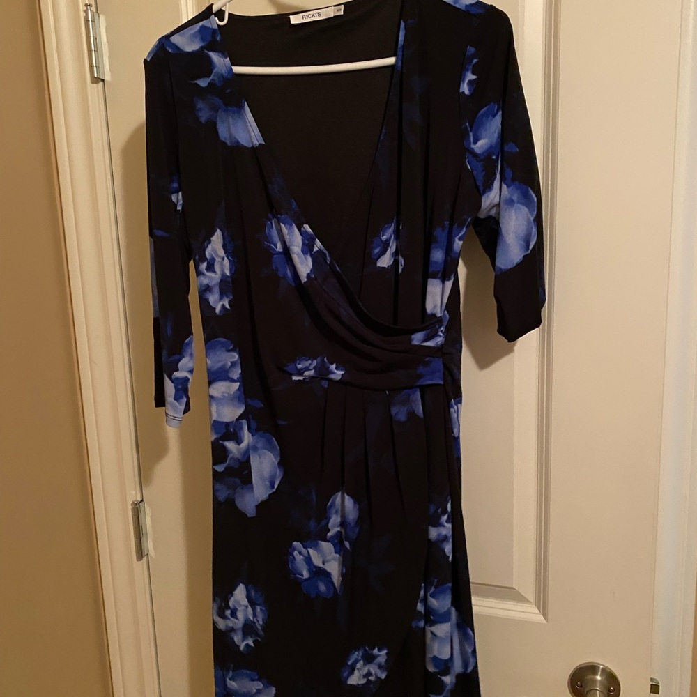 Ricki's Black and Blue Floral Long Sleeve Dress